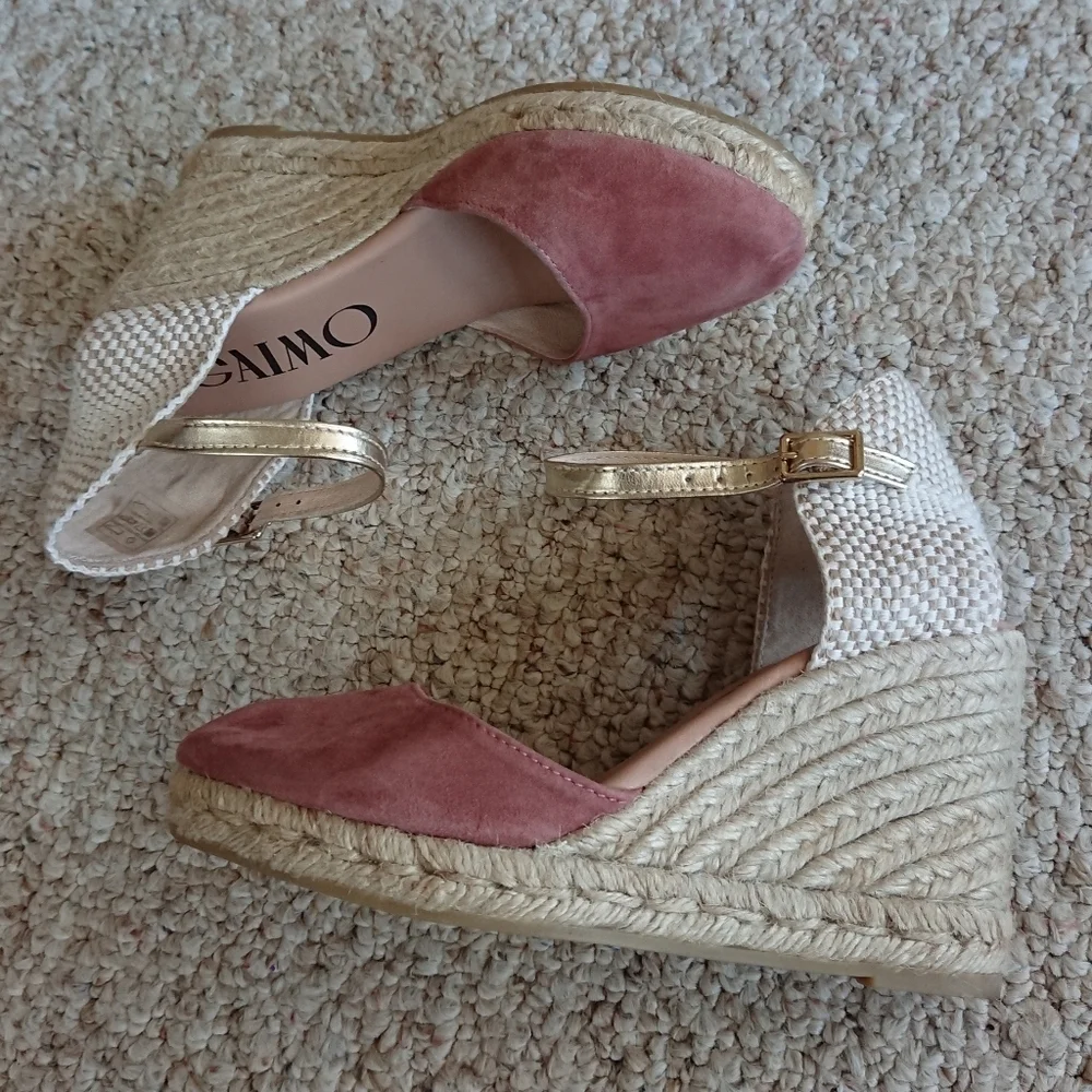 Anthropologie Gaimo Cielo mauve Pink suede Wedge Sandals size 6